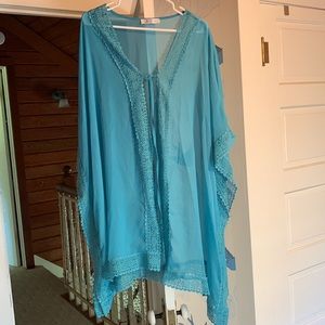 Cupshe Blue Crochet Trim Cover Up
